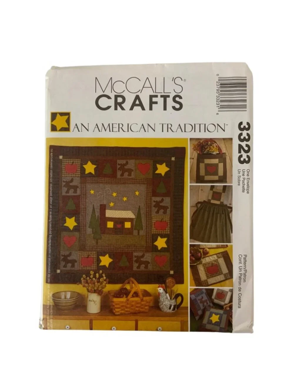 McCalls Crafts 3323 American Tradition Quilt Apron Pillow Sewing Pattern 2001